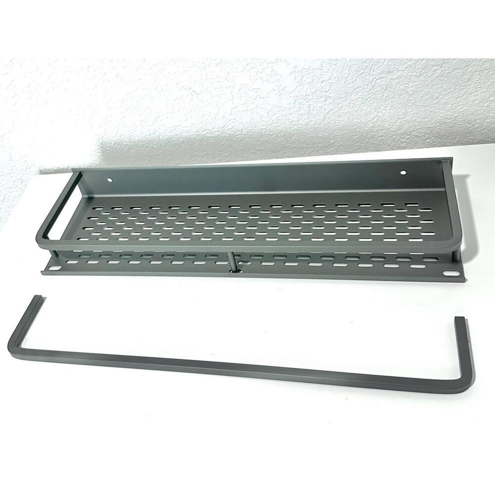 Wall-Mount Grey Bathroom Shower Caddy Kitchen Organizer with Towel Rack - Picture 6 of 8